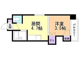 INOVE札幌大通南 1DKの間取図画像