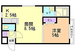 ノヴァ発寒南 1LDKの間取図画像