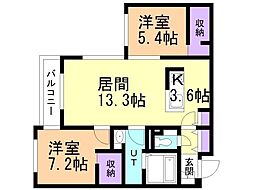 札幌市中央区南二十六条西9丁目マンション 2LDKの間取図画像