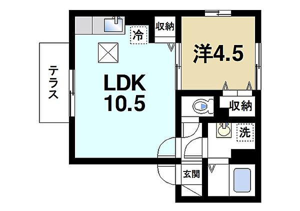 奈良県生駒市東松ケ丘(賃貸アパート1LDK・1階・36.29㎡)の写真 その2