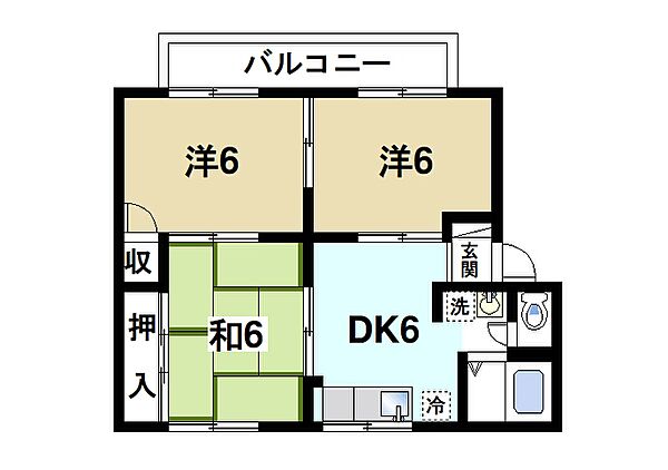 奈良県奈良市宝来3丁目(賃貸アパート3DK・1階・48.00㎡)の写真 その2