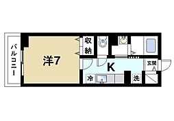 近鉄橿原線 筒井駅 徒歩10分の賃貸アパート 2階1Kの間取り