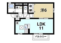 近鉄橿原線 筒井駅 徒歩5分の賃貸アパート 2階1LDKの間取り