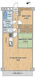 ニューパークハイツ 2LDKの間取図画像