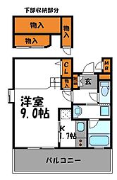 アクタス薬院3 1Kの間取図画像