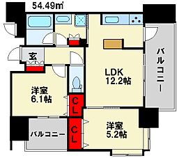 エンクレスト南福岡奏の杜 2LDKの間取図画像