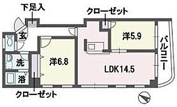 エムロード平尾 2LDKの間取図画像
