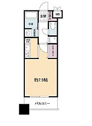 グランパーク天神 1Kの間取図画像