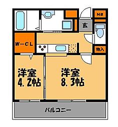 リンデン東薬院 1LDKの間取図画像