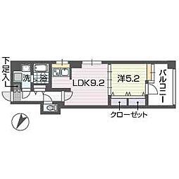 グルービー渡辺通 1LDKの間取図画像