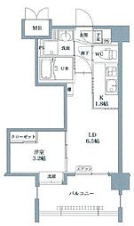リアンシエルブルー薬院 2Kの間取図画像
