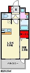 グランフォーレ大橋プレミア 1LDKの間取図画像