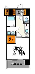 エンクレスト天神FOCUS 1Kの間取図画像
