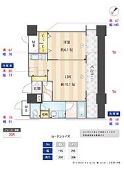 KDXレジデンス大濠ハーバービュータワー 1LDKの間取図画像
