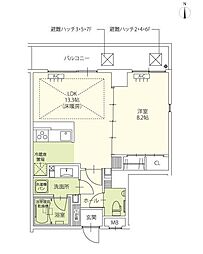 ビエンナーレ高取 1LDKの間取図画像