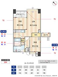 レジディア天神南 2LDKの間取図画像