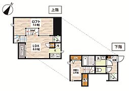 ADC井尻南ブロッサム 1LDKの間取図画像