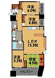 アクロス天神センタープラザ 4LDKの間取図画像