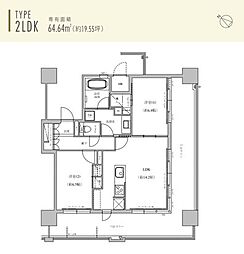 テングッド渡辺通 2LDKの間取図画像