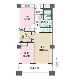 アボリアスコート笹塚ウェスト 2LDKの間取図画像