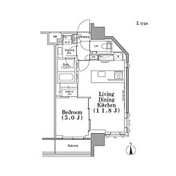 PARKHABIO飯田橋 1LDKの間取図画像