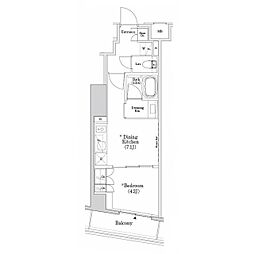ザ・パークハビオSOHO市谷左内町 1DKの間取図画像