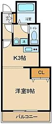 プリヴェール成城 1階1Kの間取り