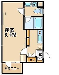 Ｄ−Ｓｑｕａｒｅ千歳船橋 3階1Kの間取り
