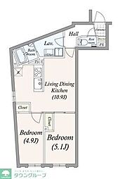 ＧＲＡＮ　ＰＡＳＥＯ三宿II 2階2LDKの間取り