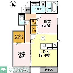 プリムローズ浜田山 1階2LDKの間取り