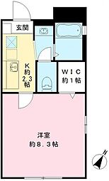 メゾンシャルメール 1階1Kの間取り