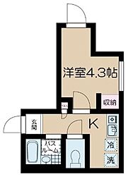 フェリーチェ中野坂上E 3階1Kの間取り