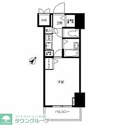 京王線 初台駅 徒歩5分の賃貸マンション 2階1Kの間取り