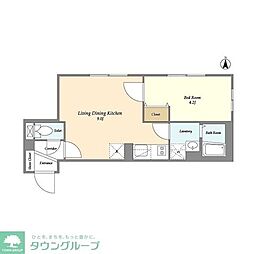 ウェルスクエアイズム下北沢WEST 1LDKの間取図画像