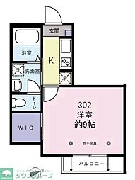 シャーメゾン弥生 1Kの間取図画像