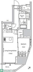 ザ・パークハビオ市ヶ谷ウエスト 1LDKの間取図画像