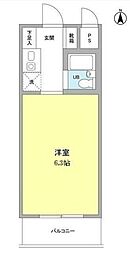 ウッドクレスト砧 1Kの間取図画像