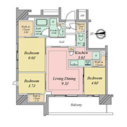 グローリオレジデンス新丸子 3LDKの間取り