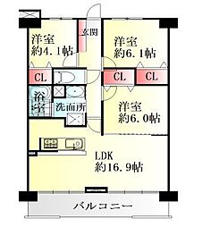 ライオンズマンション中倉第2 3LDKの間取図画像