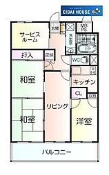 ネオハイツ西勝山中央公園 3SLDKの間取図画像