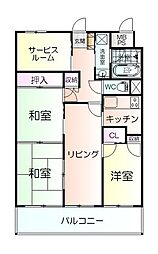 ネオハイツ西勝山中央公園 3SLDKの間取図画像