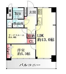 大志マンション五橋 1SLDKの間取図画像