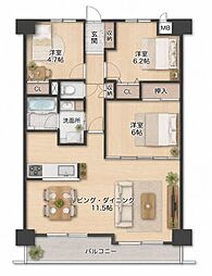 チサンマンション福田町 3LDKの間取図画像