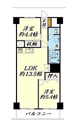 八本松マンション 2LDKの間取図画像