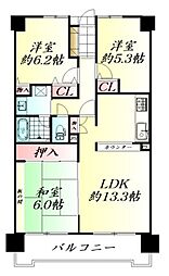 ロイヤルシャトー泉中央ヒルズ 3LDKの間取図画像