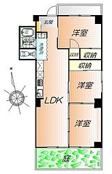 八幡広瀬川ロイヤルマンション 3LDKの間取図画像
