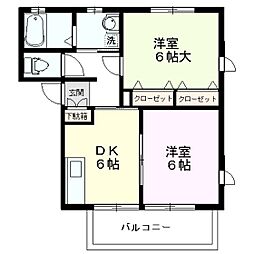 ガーディニア 2DKの間取図画像