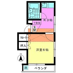 ルーエ・ハイム 1Kの間取図画像