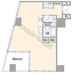 文京ガーデンザウエスト ワンルームの間取図画像