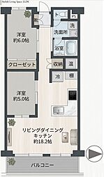 王子サンハイツ 2LDKの間取図画像
